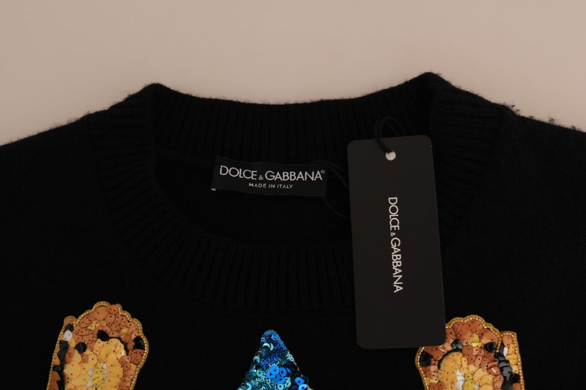Dolce & Gabbana Fairy Tale Crystal Black Cashmere Sweater Dolce & Gabbana