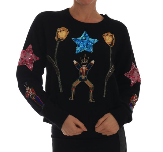 Dolce & Gabbana Fairy Tale Crystal Black Cashmere Sweater Dolce & Gabbana