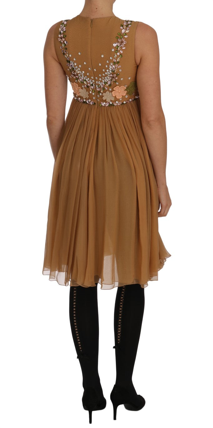 Dolce & Gabbana Crystal Silk Gold A-Line Gown Dress Dolce & Gabbana