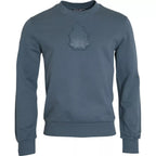 Dolce & Gabbana Blue Cotton Logo Patch Crew Neck Men Pullover Sweater - Eljoys Fashion 