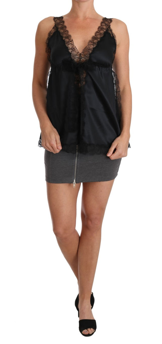 Dolce & Gabbana Lingerie Cami Black Lace Silk Stretch Dolce & Gabbana