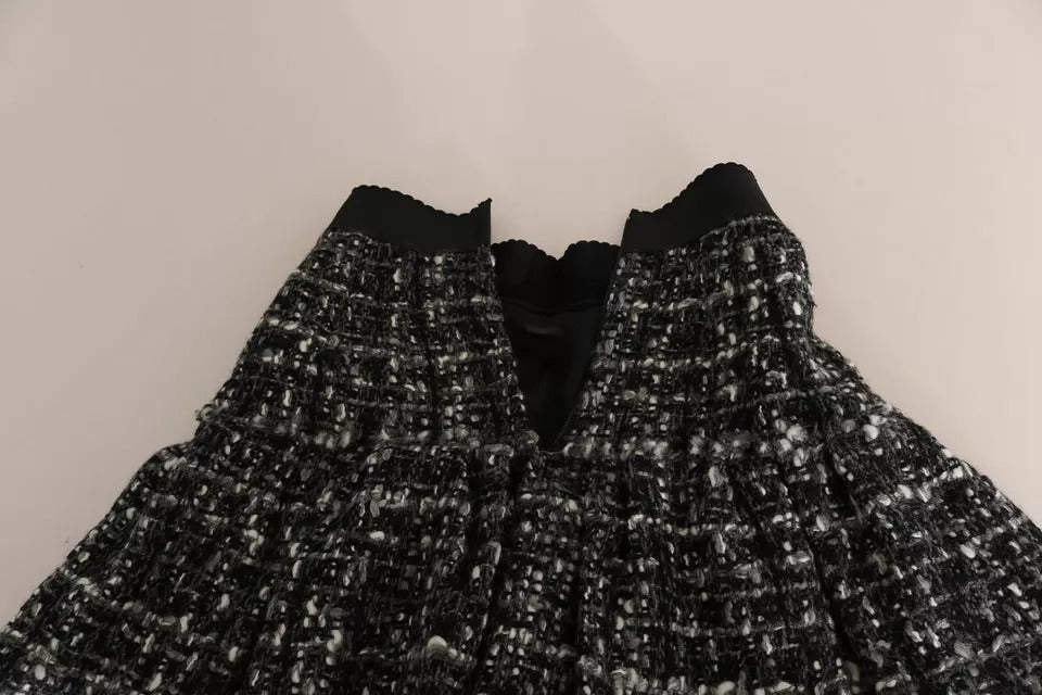 Dolce & Gabbana Black Check Flounce Detailed Wool Mini Skirt Dolce & Gabbana