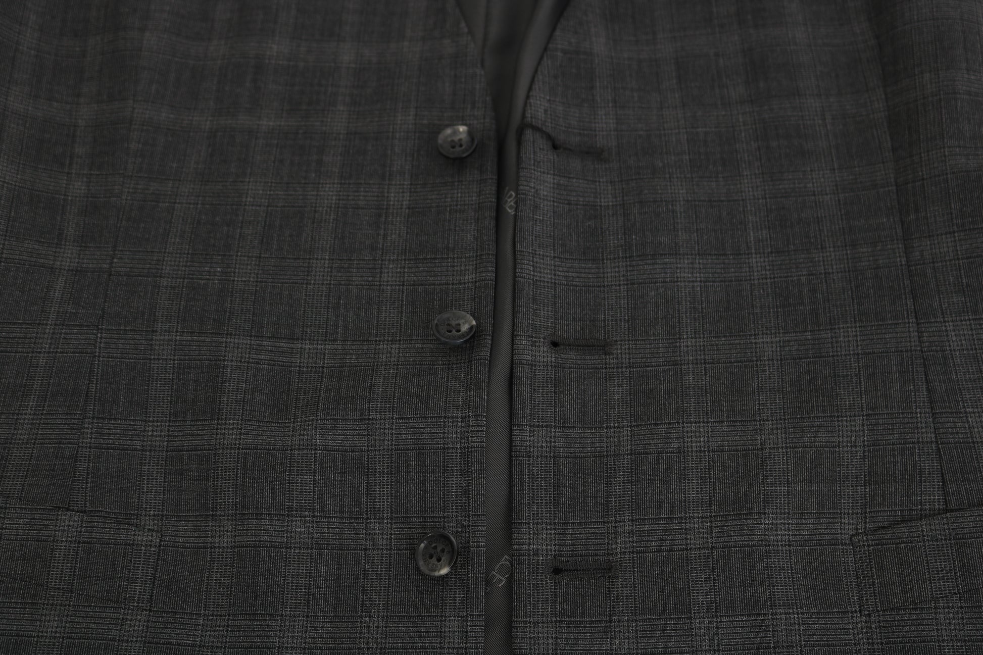Dolce & Gabbana Gray Wool STAFF Checkered Stretch Vest Dolce & Gabbana