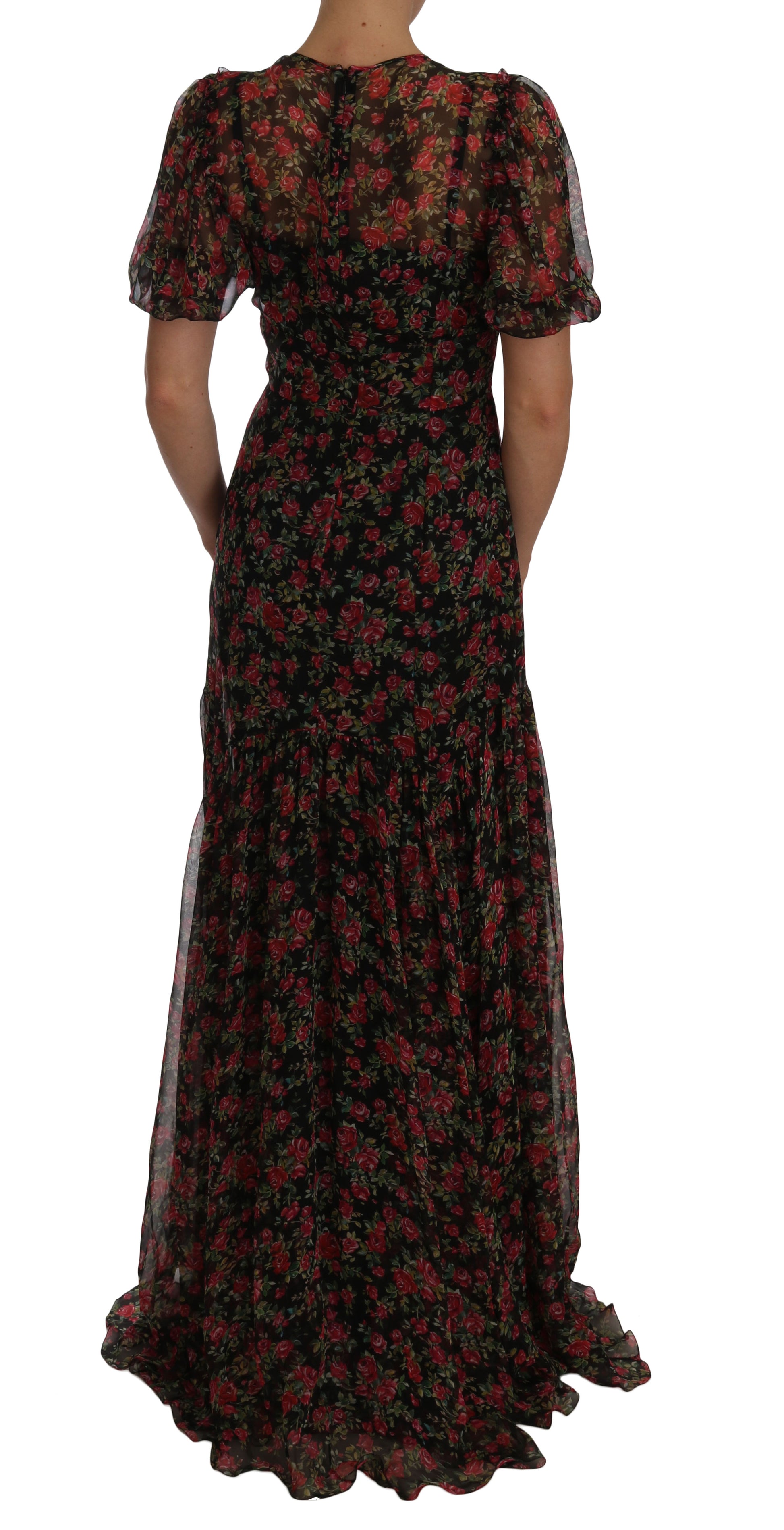 Dolce & Gabbana Black Floral Roses A-Line Shift Gown Dolce & Gabbana