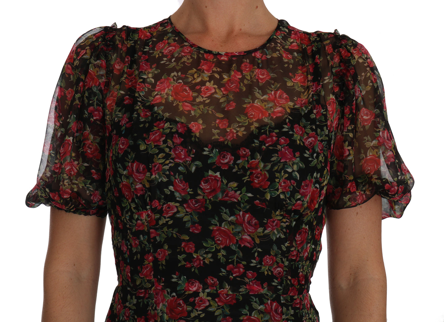 Dolce & Gabbana Black Floral Roses A-Line Shift Gown Dolce & Gabbana