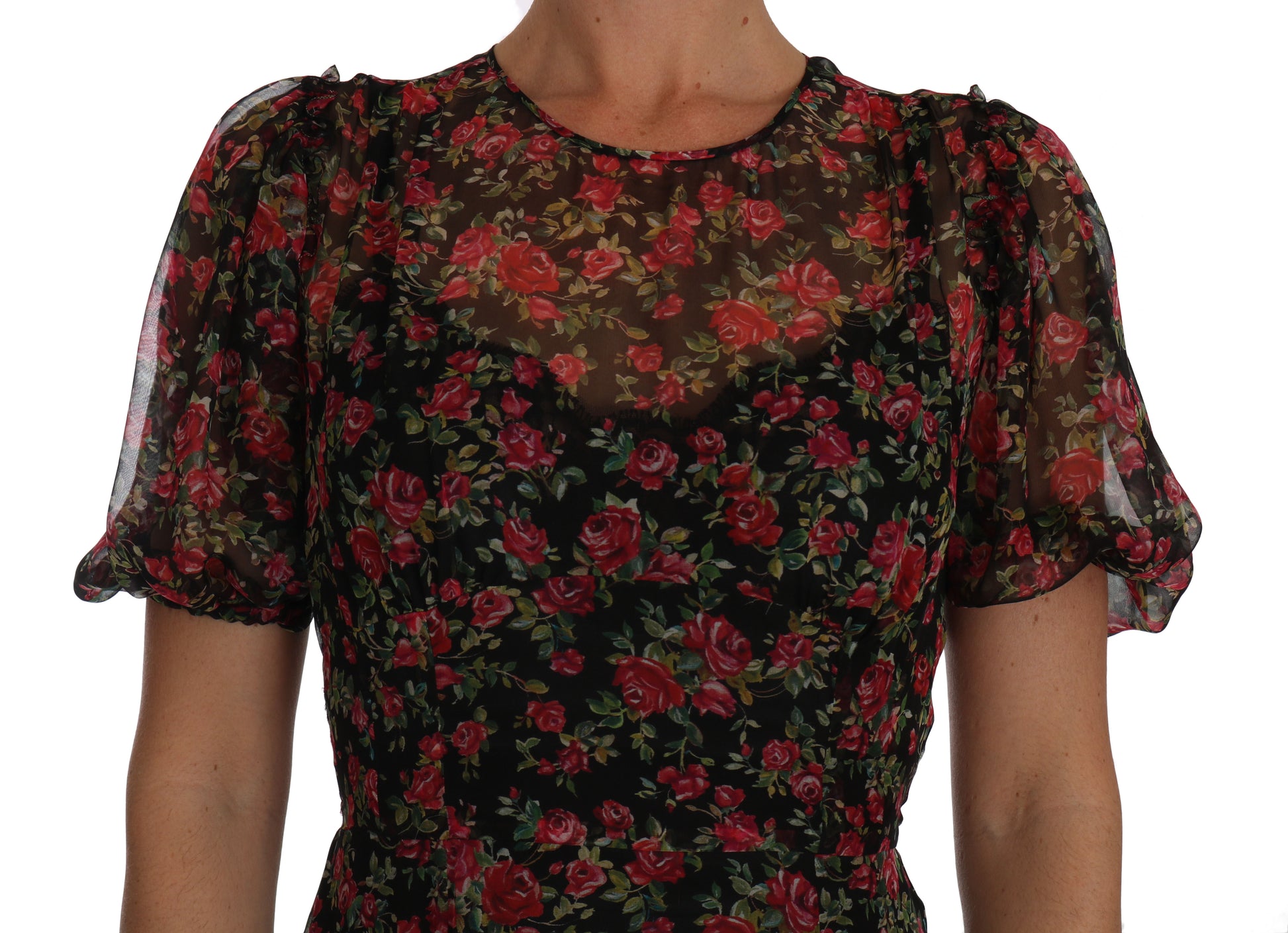 Dolce & Gabbana Black Floral Roses A-Line Shift Gown Dolce & Gabbana