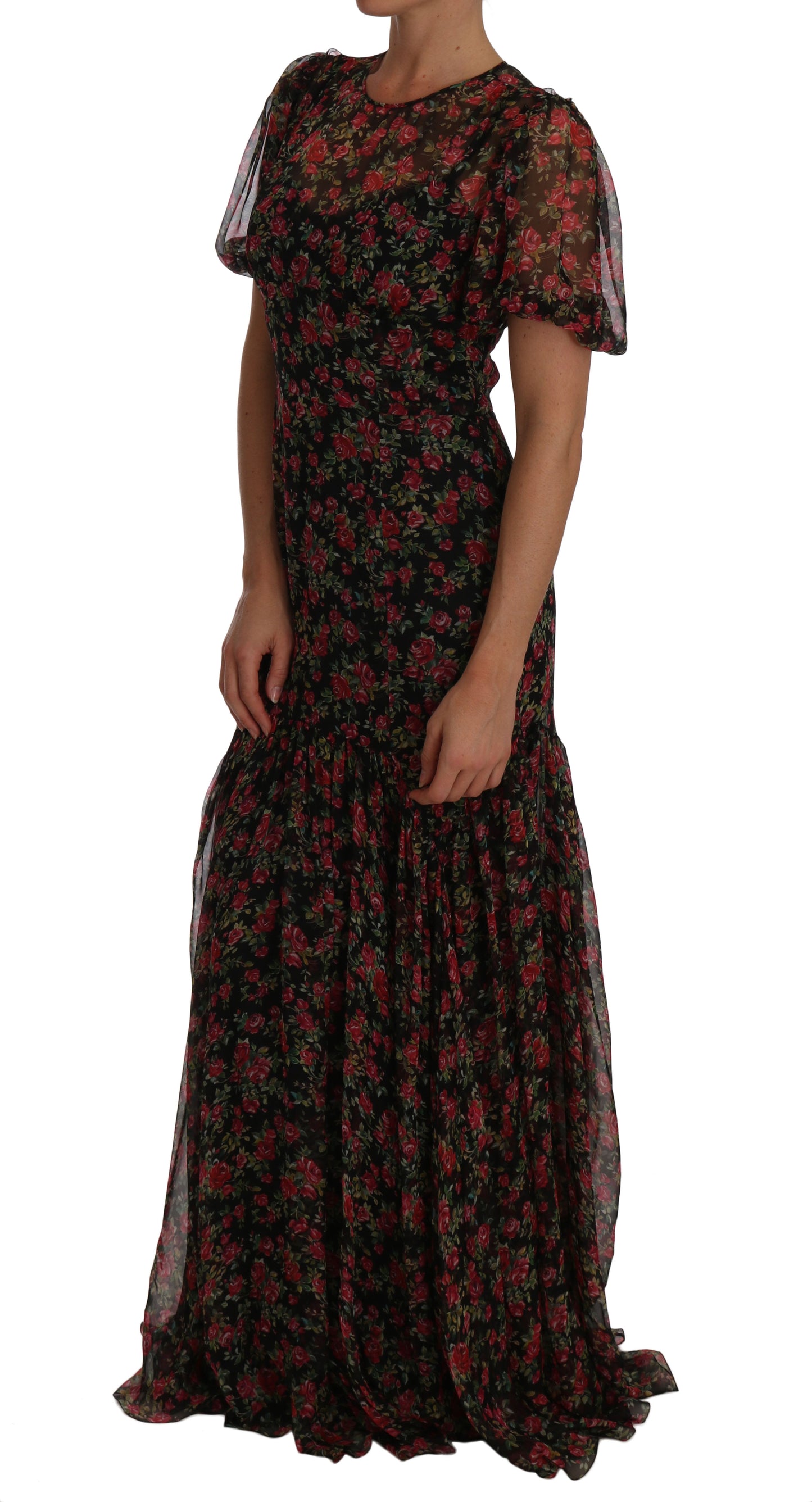 Dolce & Gabbana Black Floral Roses A-Line Shift Gown Dolce & Gabbana