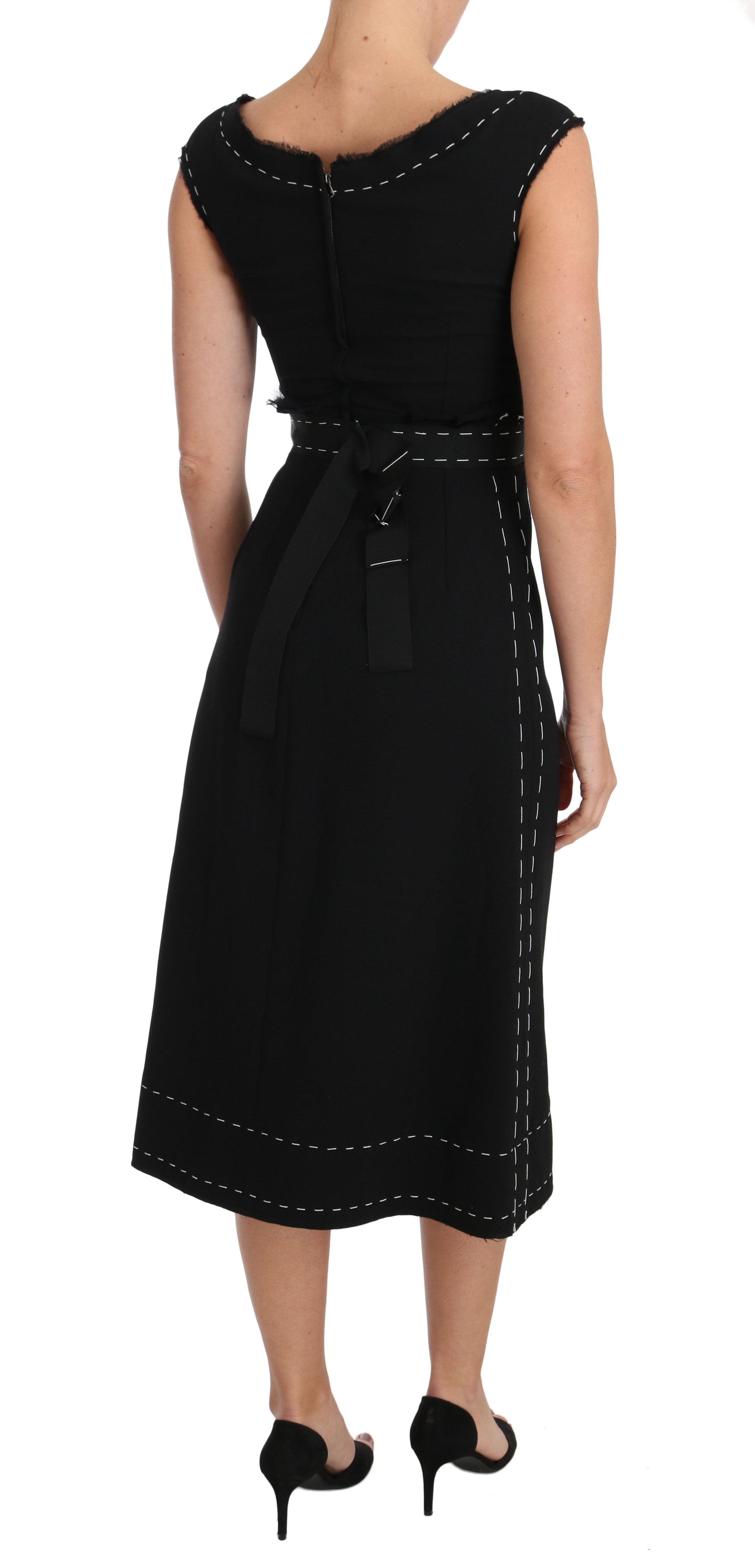 Dolce & Gabbana Black Wool Stretch A-line Sheath Dress Dolce & Gabbana