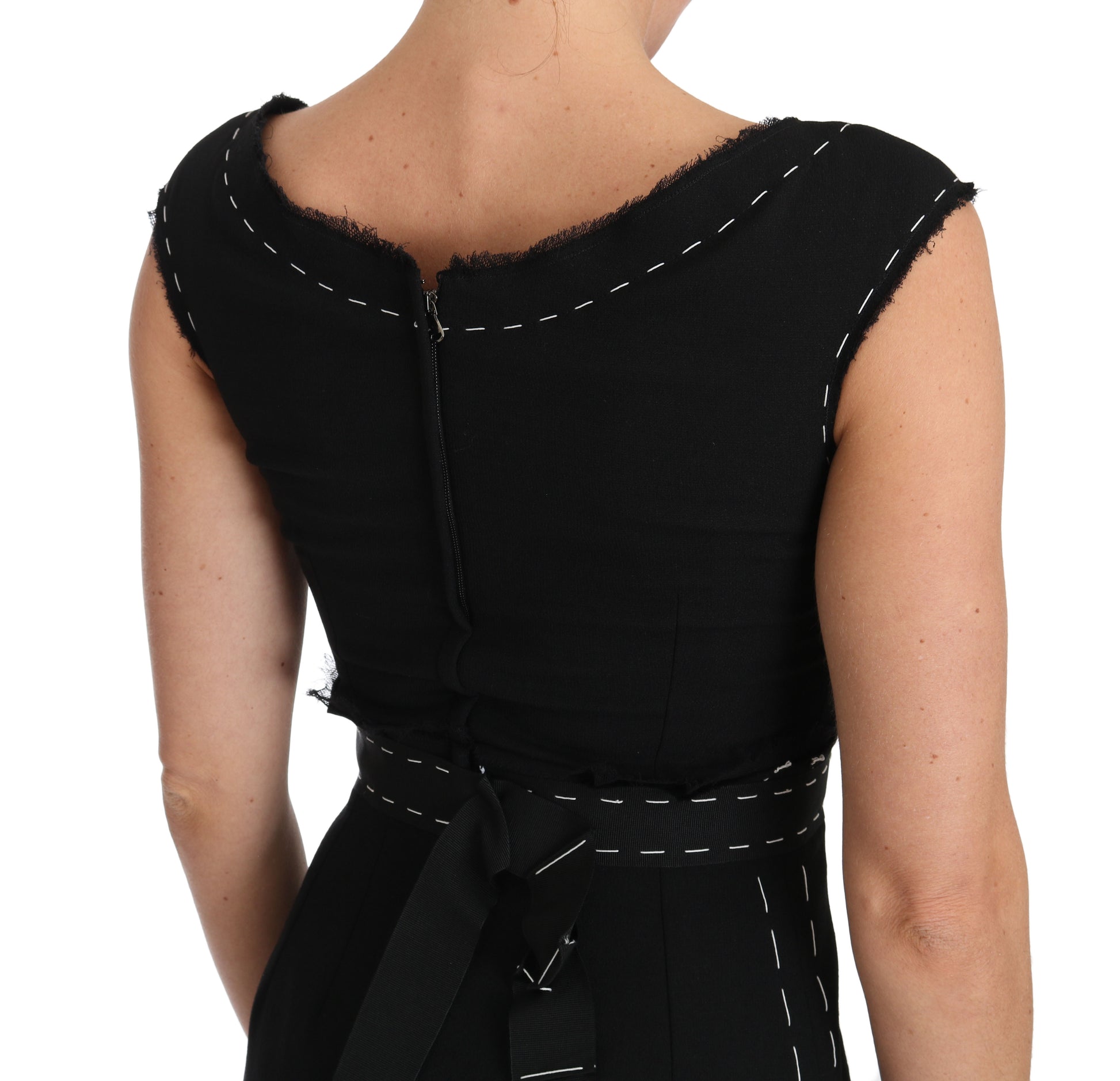 Dolce & Gabbana Black Wool Stretch A-line Sheath Dress Dolce & Gabbana