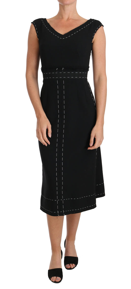 Dolce & Gabbana Black Wool Stretch A-line Sheath Dress Dolce & Gabbana