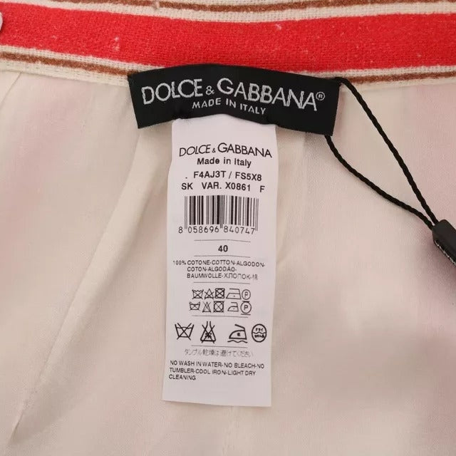 Dolce & Gabbana Multicolor Portofino Stripes Cotton Midi Skirt