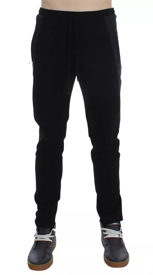 Dolce & Gabbana Black Gray Wool Casual Trousers Stripe Pants - Eljoys Fashion 