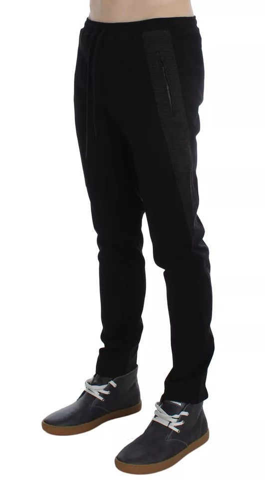 Dolce & Gabbana Black Gray Wool Casual Trousers Stripe Pants - Eljoys Fashion 