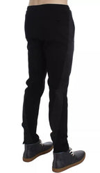 Dolce & Gabbana Black Gray Wool Casual Trousers Stripe Pants - Eljoys Fashion 