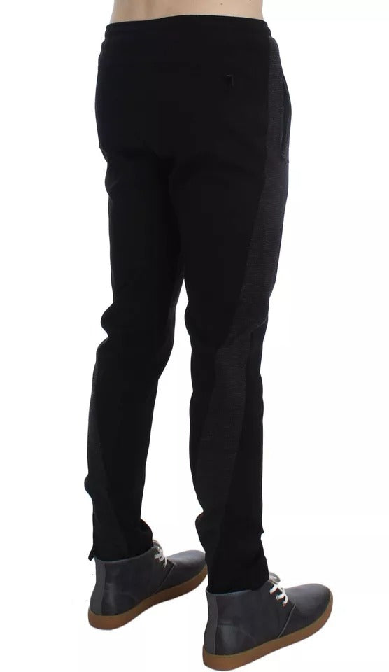 Dolce & Gabbana Black Gray Wool Casual Trousers Stripe Pants - Eljoys Fashion 