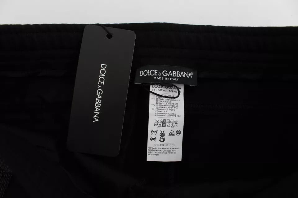 Dolce & Gabbana Black Gray Wool Casual Trousers Stripe Pants - Eljoys Fashion 