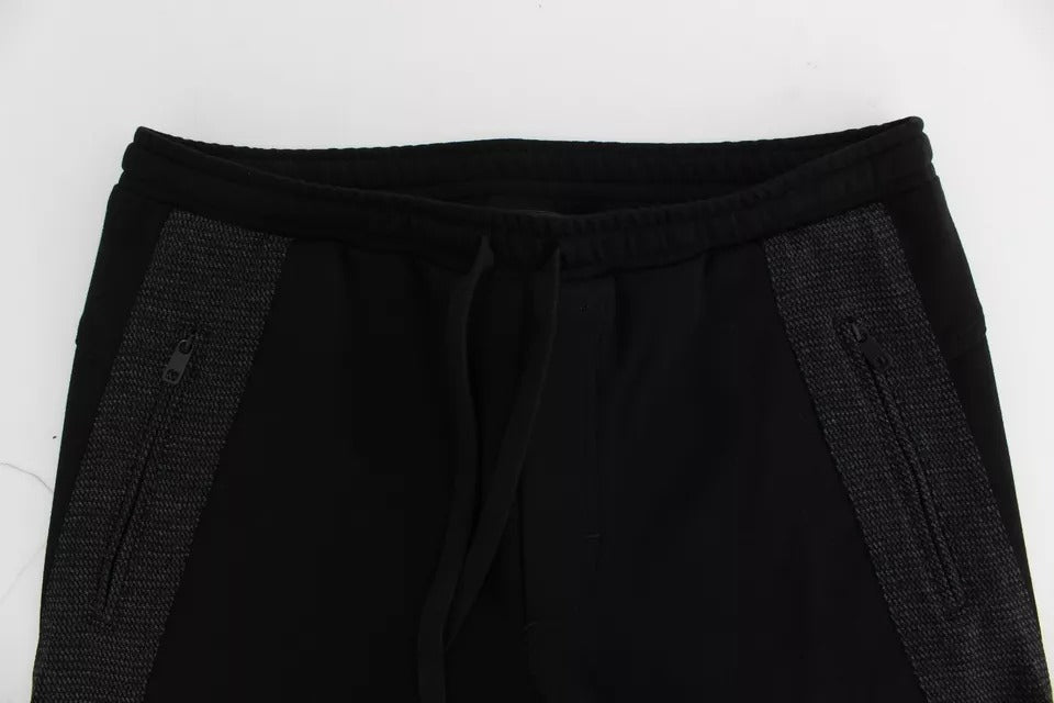 Dolce & Gabbana Black Gray Wool Casual Trousers Stripe Pants - Eljoys Fashion 