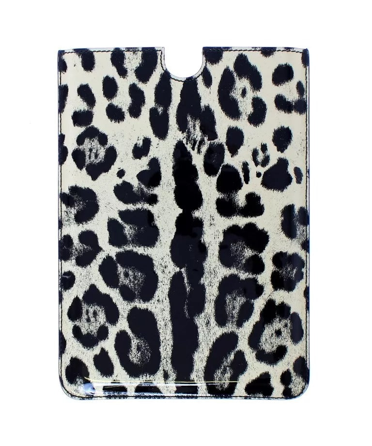 Dolce & Gabbana White Leopard Pattern Leather eBook Cover Tablet Case Dolce & Gabbana