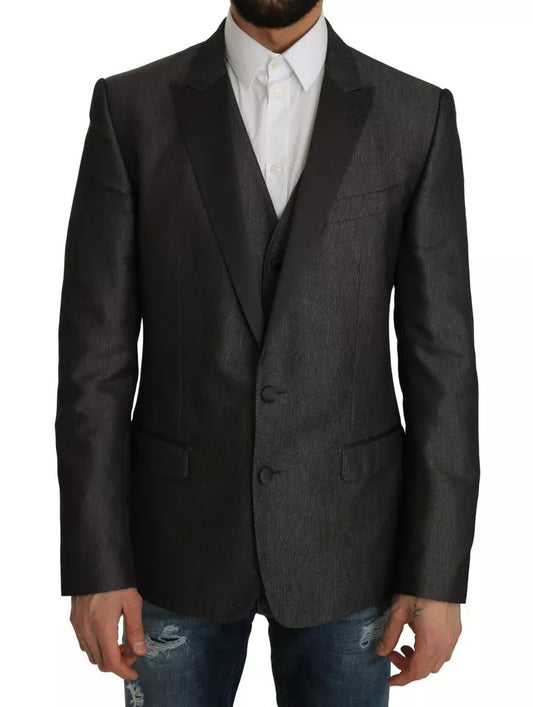 Dolce & Gabbana Gray MARTINI 2 Piece Vest Coat Blazer Dolce & Gabbana
