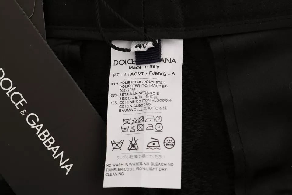 Dolce & Gabbana Black Floral Brocade High Waist Pants - Eljoys Fashion 