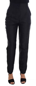 Dolce & Gabbana Black Floral Brocade High Waist Pants - Eljoys Fashion 
