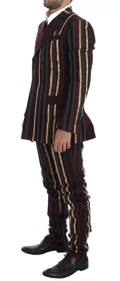 Dolce & Gabbana Multicolor Striped Runway 3 Piece Slim Fit Vest Suit Dolce & Gabbana