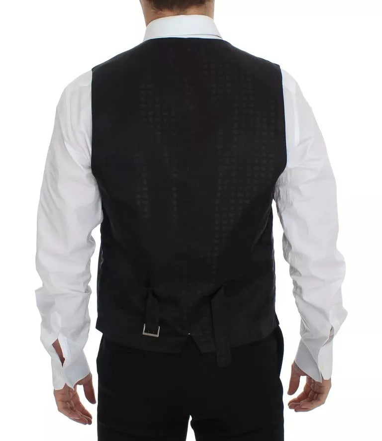 Dolce & Gabbana Black Wool Silk Dress Gilet Jacket Vest Dolce & Gabbana