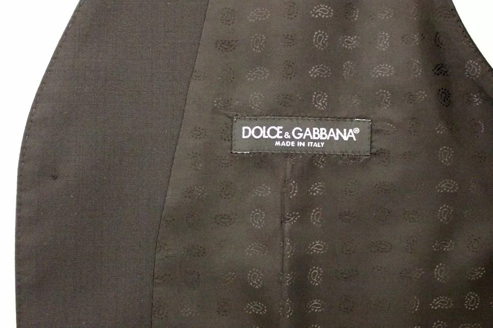 Dolce & Gabbana Black Wool Silk Dress Gilet Jacket Vest Dolce & Gabbana