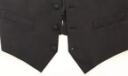 Dolce & Gabbana Black Wool Silk Dress Gilet Jacket Vest - Eljoys Fashion 