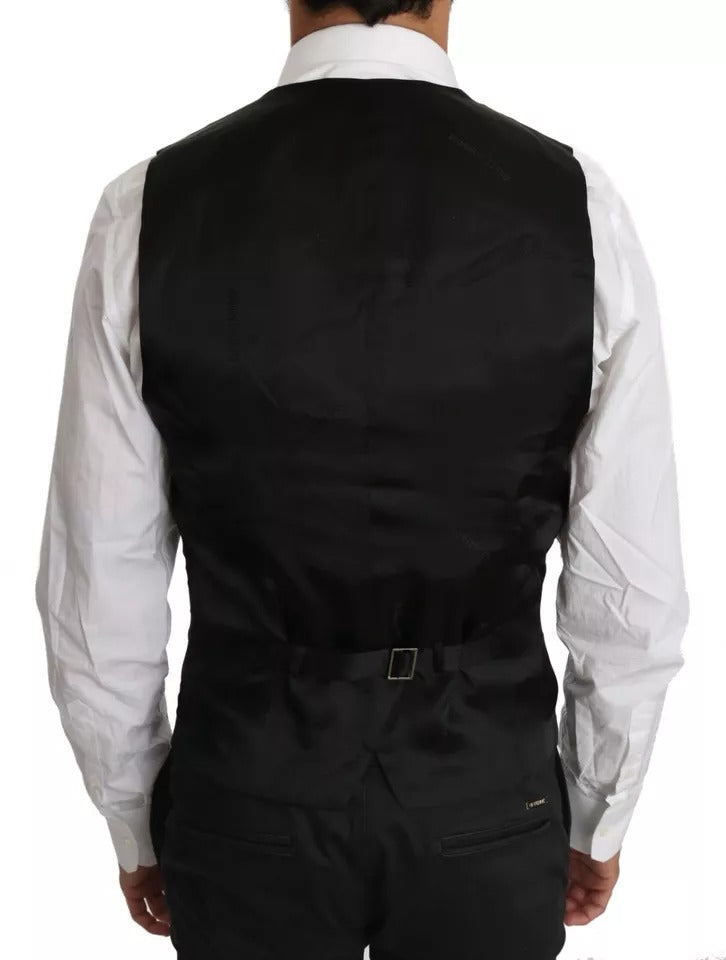 Dolce & Gabbana Black Wool Logo Waistcoat Vest Dolce & Gabbana