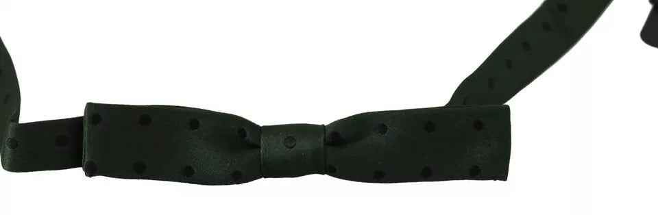 Dolce & Gabbana Green Dotted Silk Adjustable Neck Bow Tie - Eljoys Fashion 