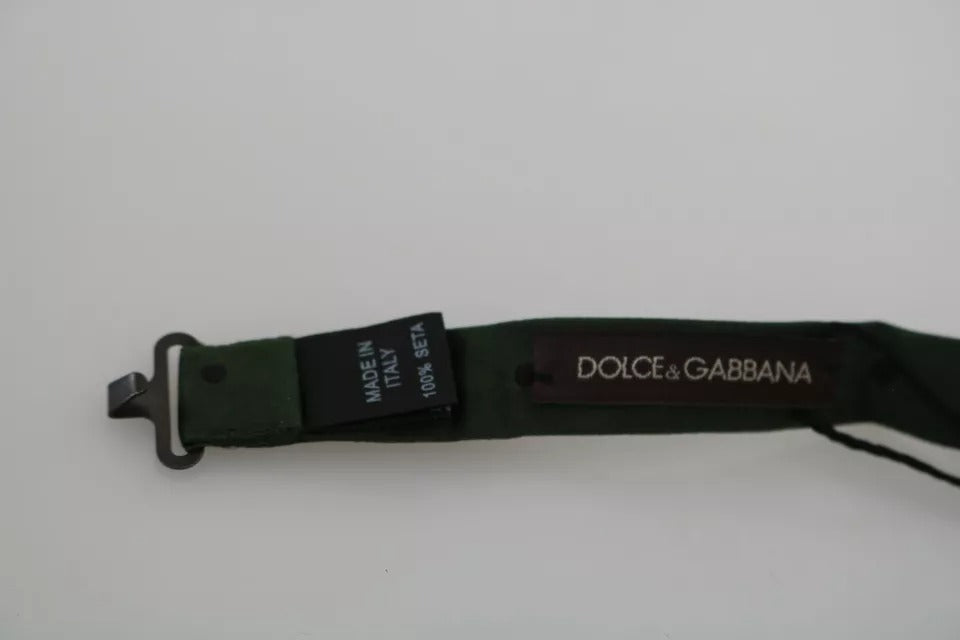 Dolce & Gabbana Green Dotted Silk Adjustable Neck Bow Tie - Eljoys Fashion 