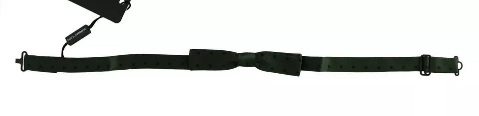 Dolce & Gabbana Green Dotted Silk Adjustable Neck Bow Tie - Eljoys Fashion 