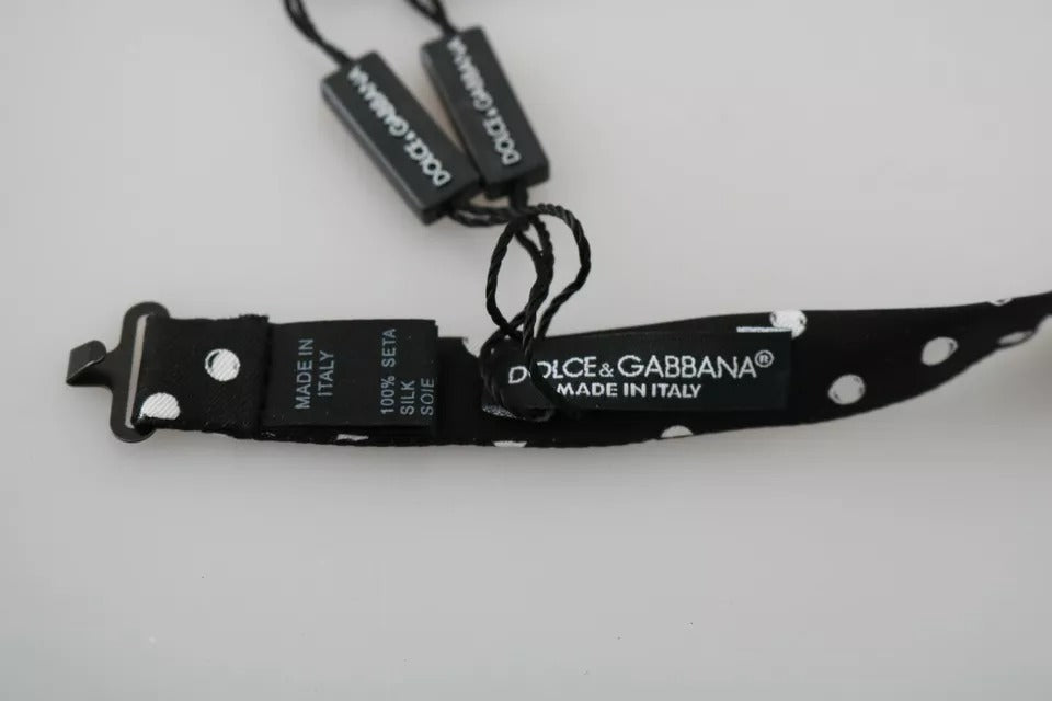 Dolce & Gabbana Black Polka Dots Adjustable Neck Bow Tie - Eljoys Fashion 