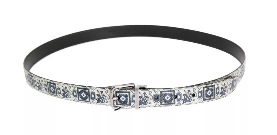 Dolce & Gabbana White Blue Silk Bowtie Leather Belt Gift Box Set Dolce & Gabbana