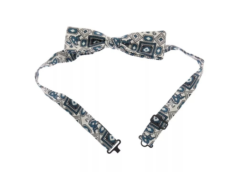 Dolce & Gabbana White Blue Silk Bowtie Leather Belt Gift Box Set Dolce & Gabbana