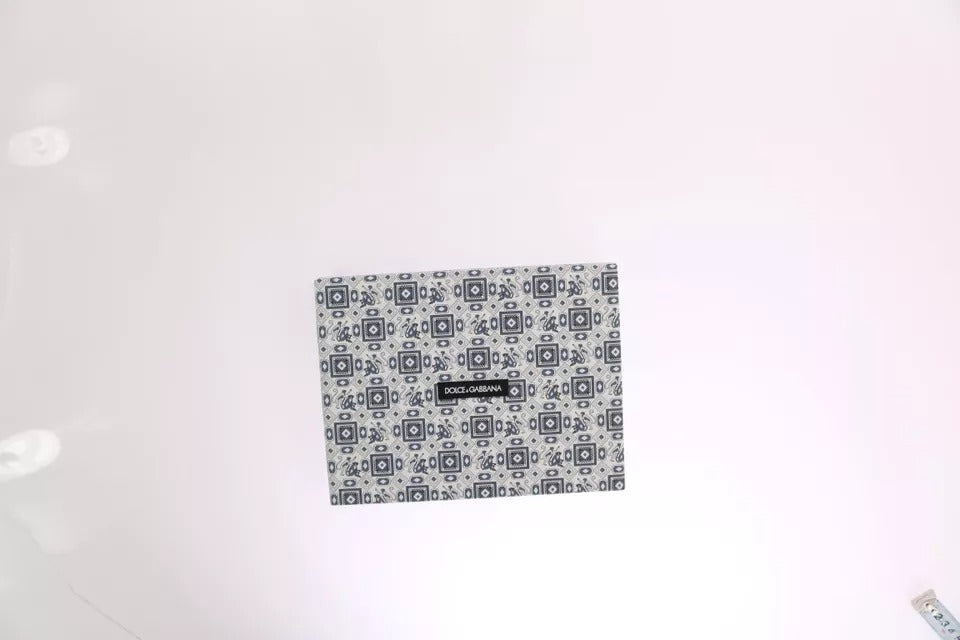 Dolce & Gabbana White Blue Silk Bowtie Leather Belt Gift Box Set Dolce & Gabbana