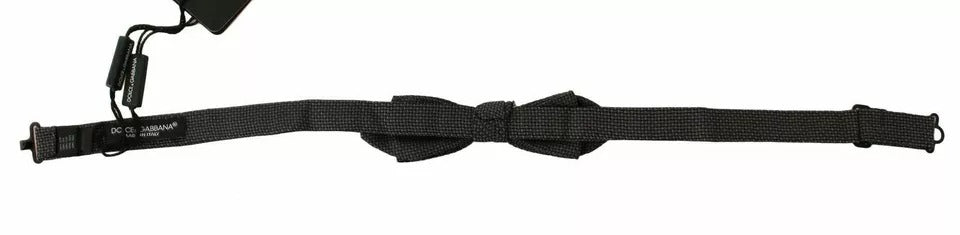 Dolce & Gabbana Gray Pattern Silk Adjustable Neck Bow Tie - Eljoys Fashion 