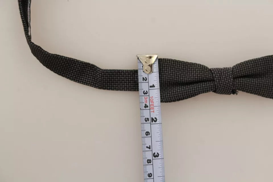 Dolce & Gabbana Gray Pattern Silk Adjustable Neck Bow Tie - Eljoys Fashion 