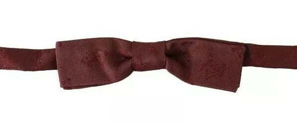 Dolce & Gabbana Bordeaux Silk Floral Faille Adjustable Bow Tie - Eljoys Fashion 