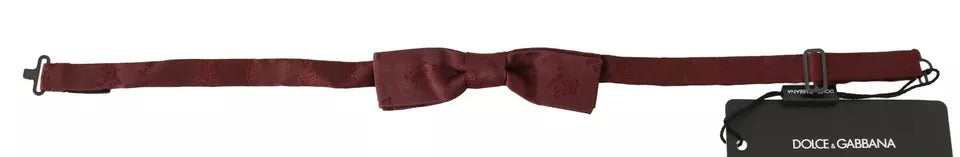 Dolce & Gabbana Bordeaux Silk Floral Faille Adjustable Bow Tie Dolce & Gabbana