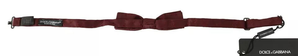 Dolce & Gabbana Bordeaux Silk Floral Faille Adjustable Bow Tie - Eljoys Fashion 