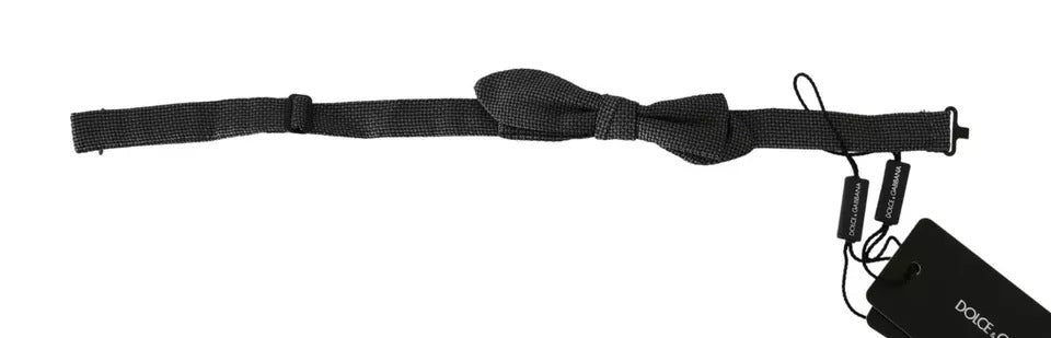Dolce & Gabbana Gray Silk Patterned Mens Necktie Bow Tie Dolce & Gabbana