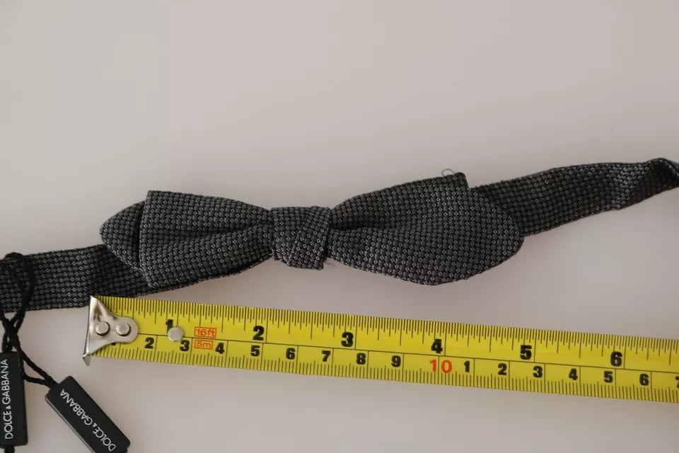 Dolce & Gabbana Gray Silk Patterned Mens Necktie Bow Tie Dolce & Gabbana