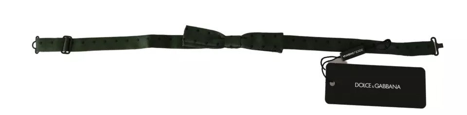 Dolce & Gabbana Green Silk Dotted Mens Necktie Bow Tie Dolce & Gabbana