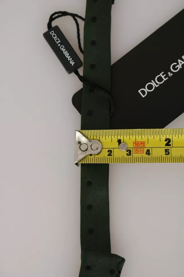 Dolce & Gabbana Green Silk Dotted Mens Necktie Bow Tie Dolce & Gabbana