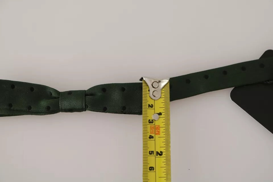 Dolce & Gabbana Green Silk Dotted Mens Necktie Bow Tie Dolce & Gabbana