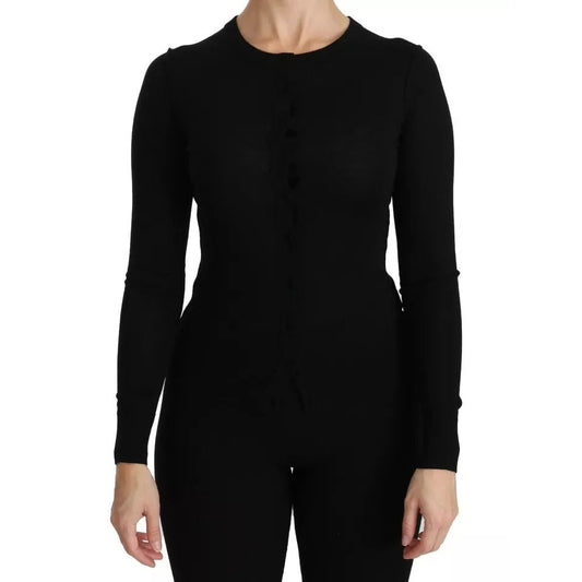 Dolce & Gabbana Black Virgin Wool Long Sleeve Top Blouse Top Dolce & Gabbana