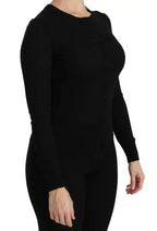Dolce & Gabbana Black Virgin Wool Long Sleeve Top Blouse Top - Eljoys Fashion 