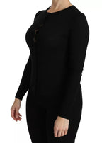 Dolce & Gabbana Black Virgin Wool Long Sleeve Top Blouse Top - Eljoys Fashion 